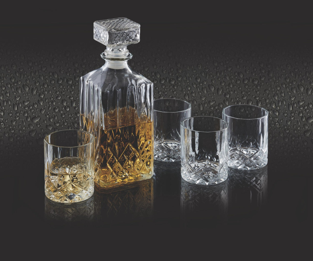 BarCraft Cut Glass Effect 900ml Decanter Set