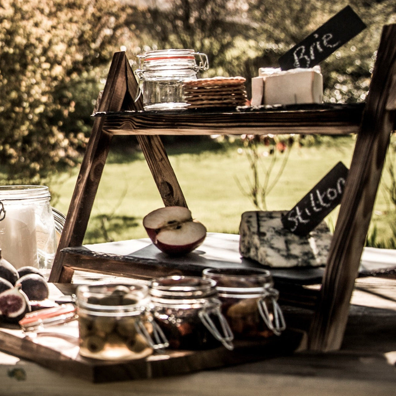 Artesà Two Tier Slate & Acacia Wood Serving Stand