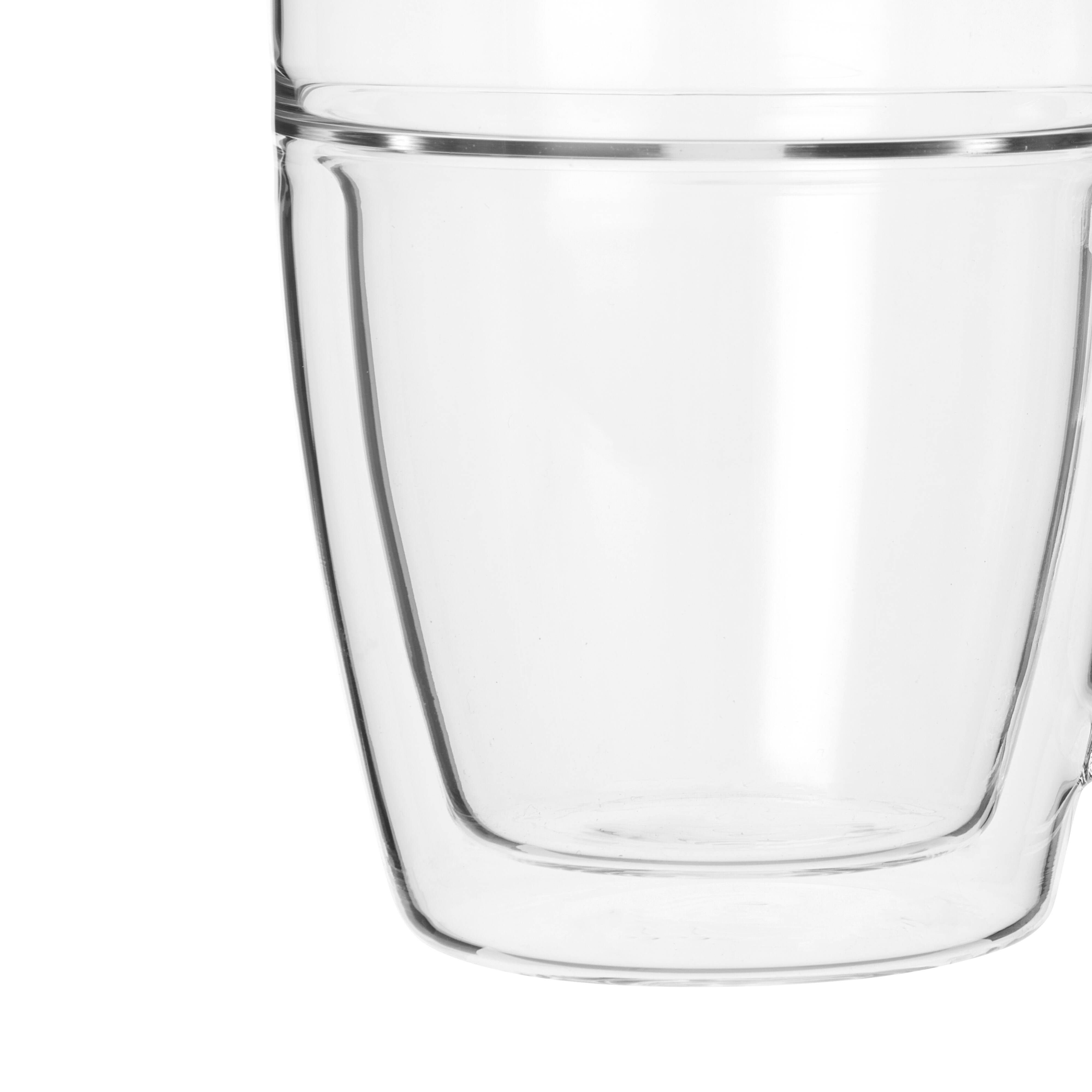 Leaf & Bean Double Wall Glass with Handle 250ml 2 Piece Set Clear