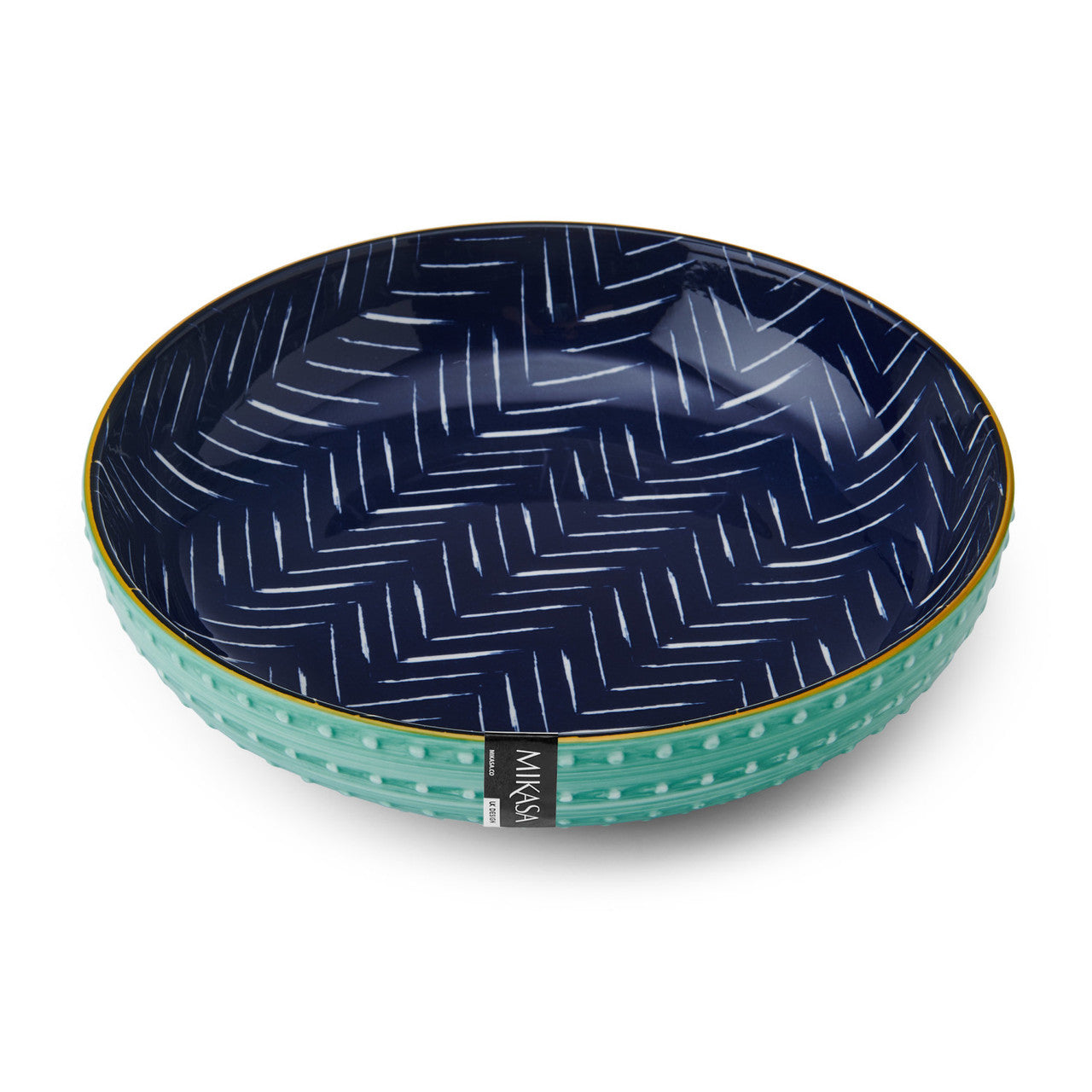 Mikasa Glazed Stoneware Coupe Bowl 21cm (Indigo Chevron)