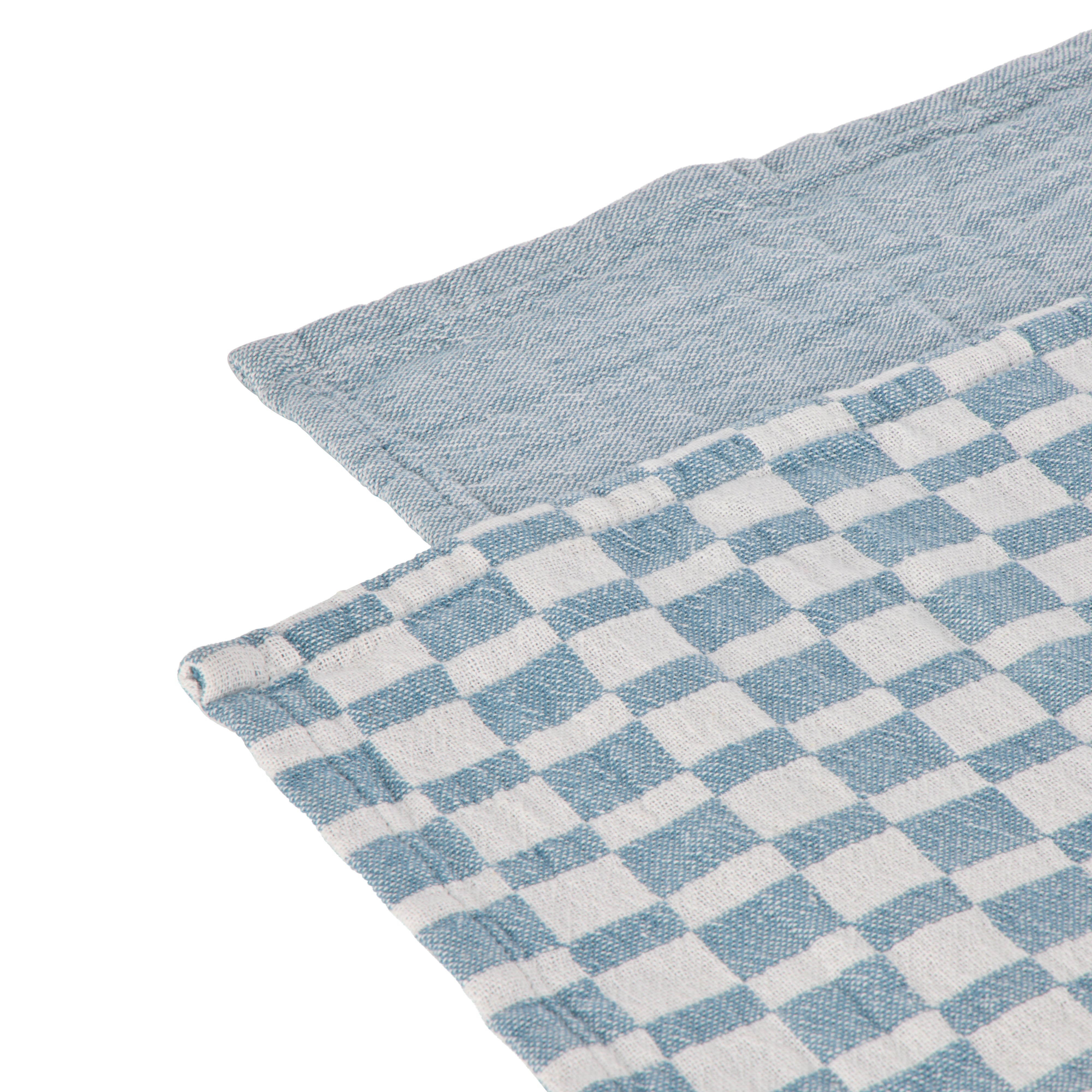 Davis & Waddell Heritage Check Cotton Tea Towel 2 Piece Set Blue & White