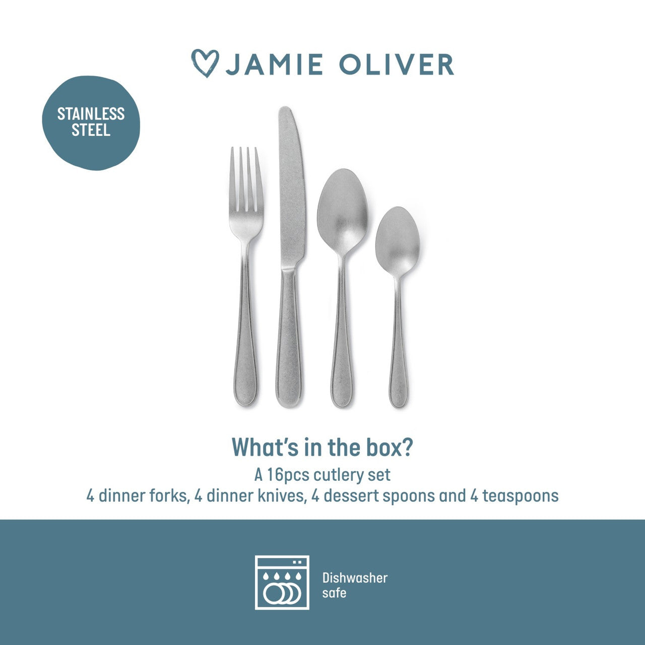 Jamie Oliver Big Love 16 Piece Antique Finish Cutlery Set