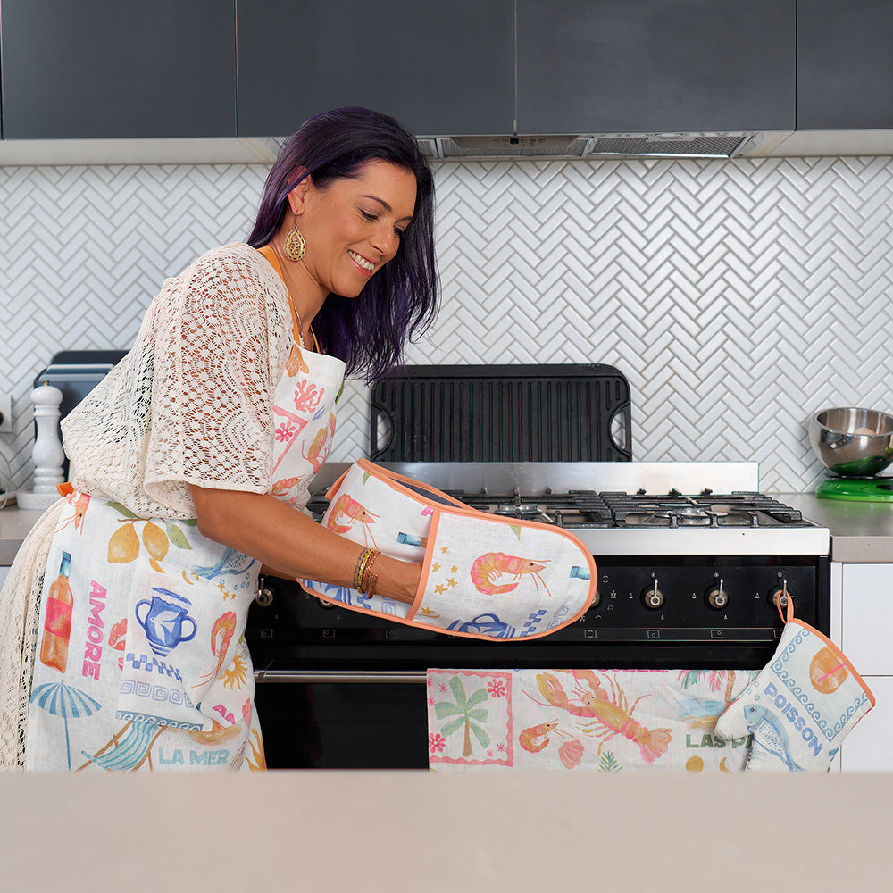 Annabel Trends Linen Double Oven Mitt Vacay