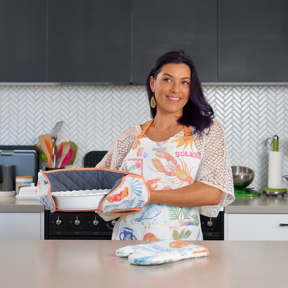 Annabel Trends Linen Double Oven Mitt Vacay