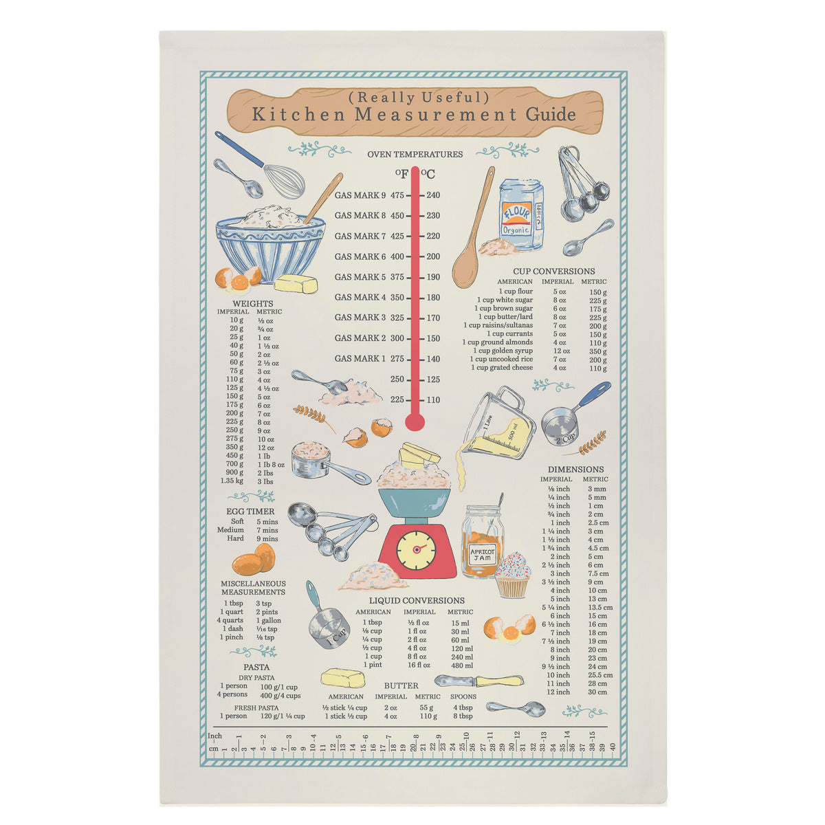 Ulster Weavers Kitchen Measurements Cotton Tea Towel Multi-Coloured