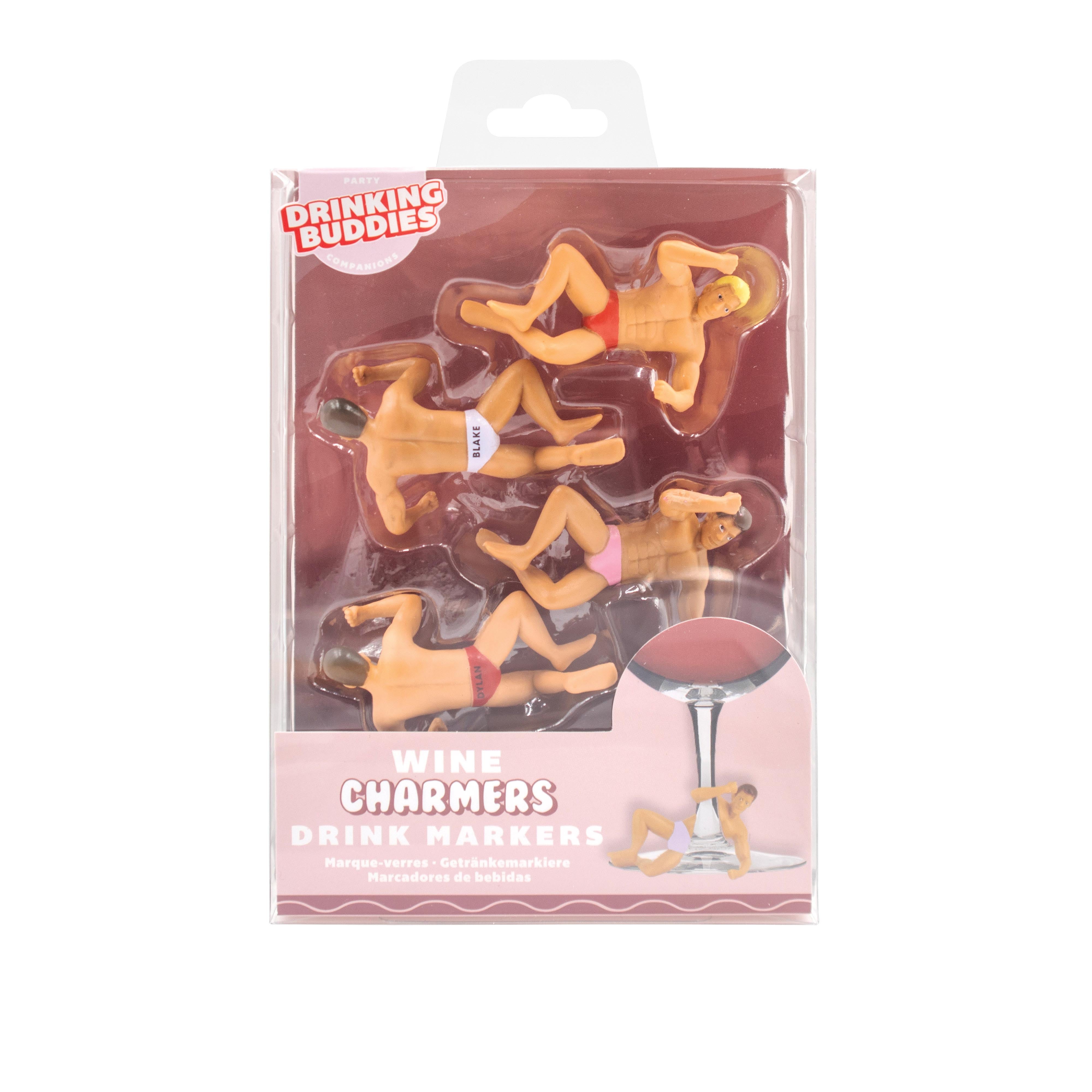 Drinking Buddies Wine Charmers Drink Markers 4 Piece Set