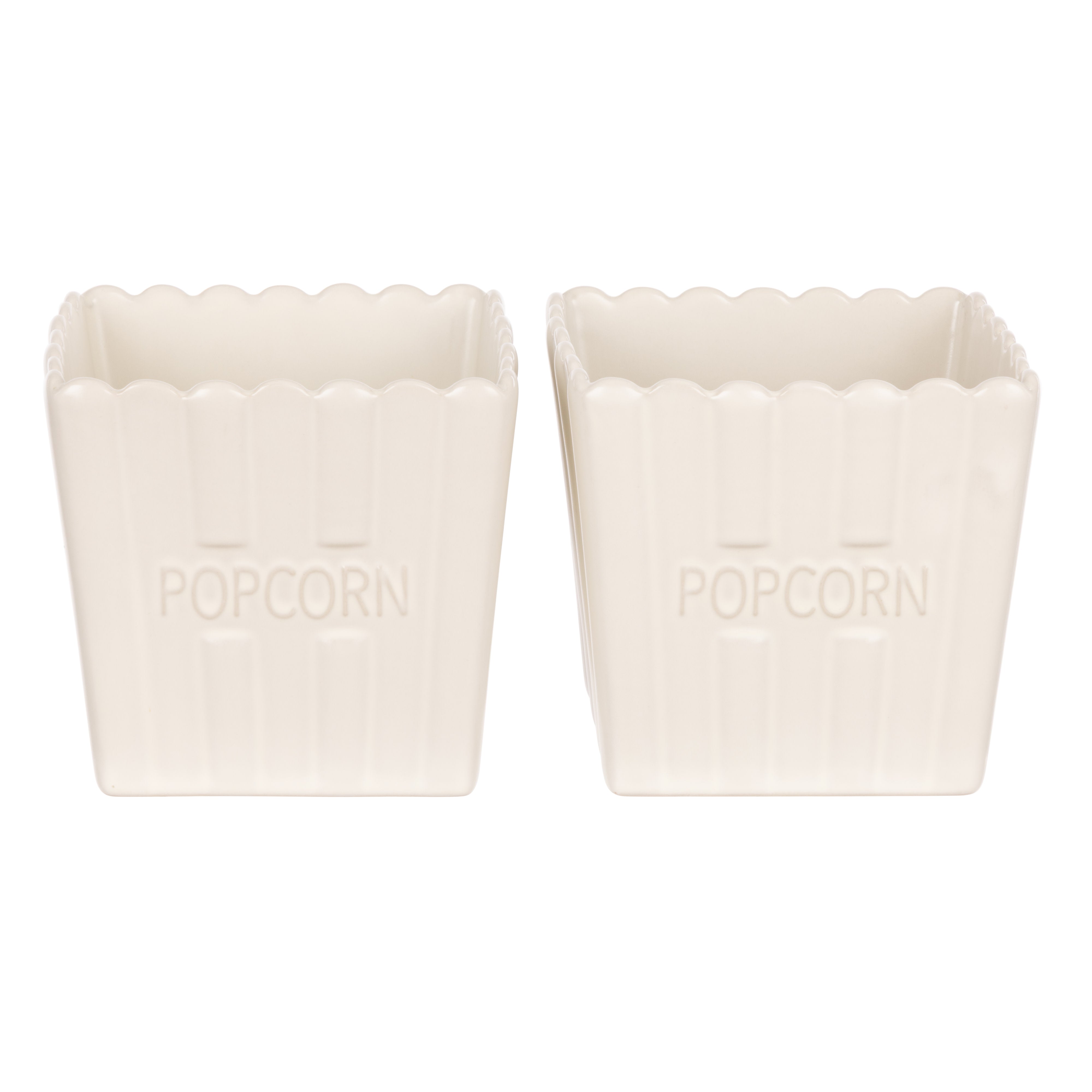 Davis & Waddell Peggy Small Stoneware Popcorn Bowls 2 Piece Set Off White