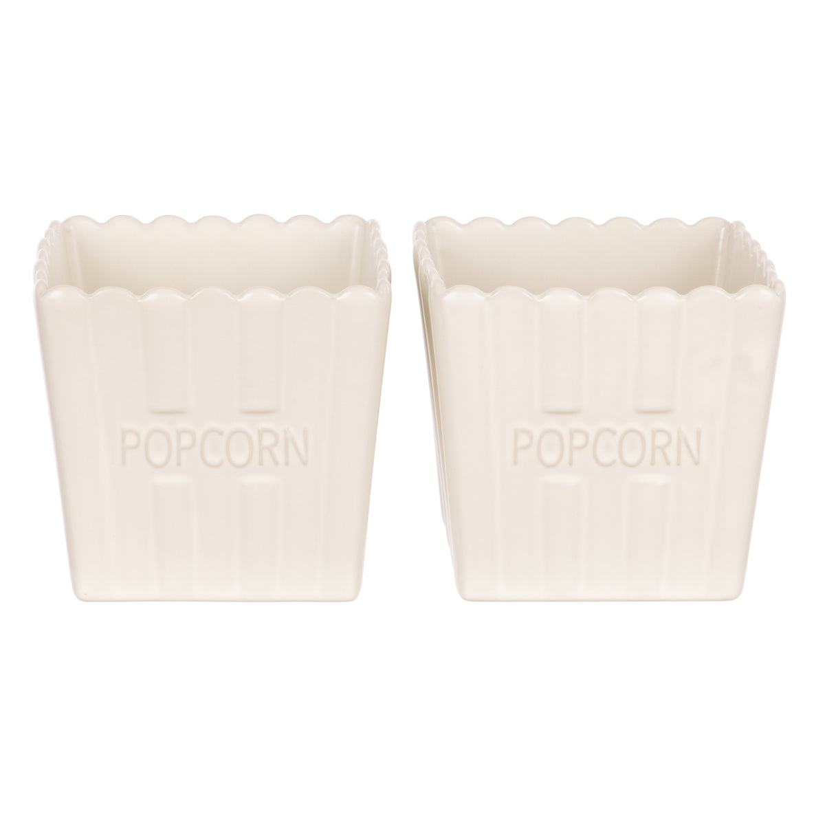 Davis & Waddell Peggy Small Stoneware Popcorn Bowls 2 Piece Set Off White