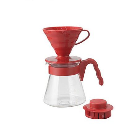 Hario V60 Glass Dripper & Server - Red