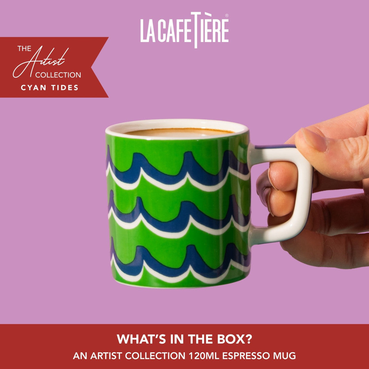 La Cafetière Ceramic Espresso Cup 120ml (Green Cyan Tides)