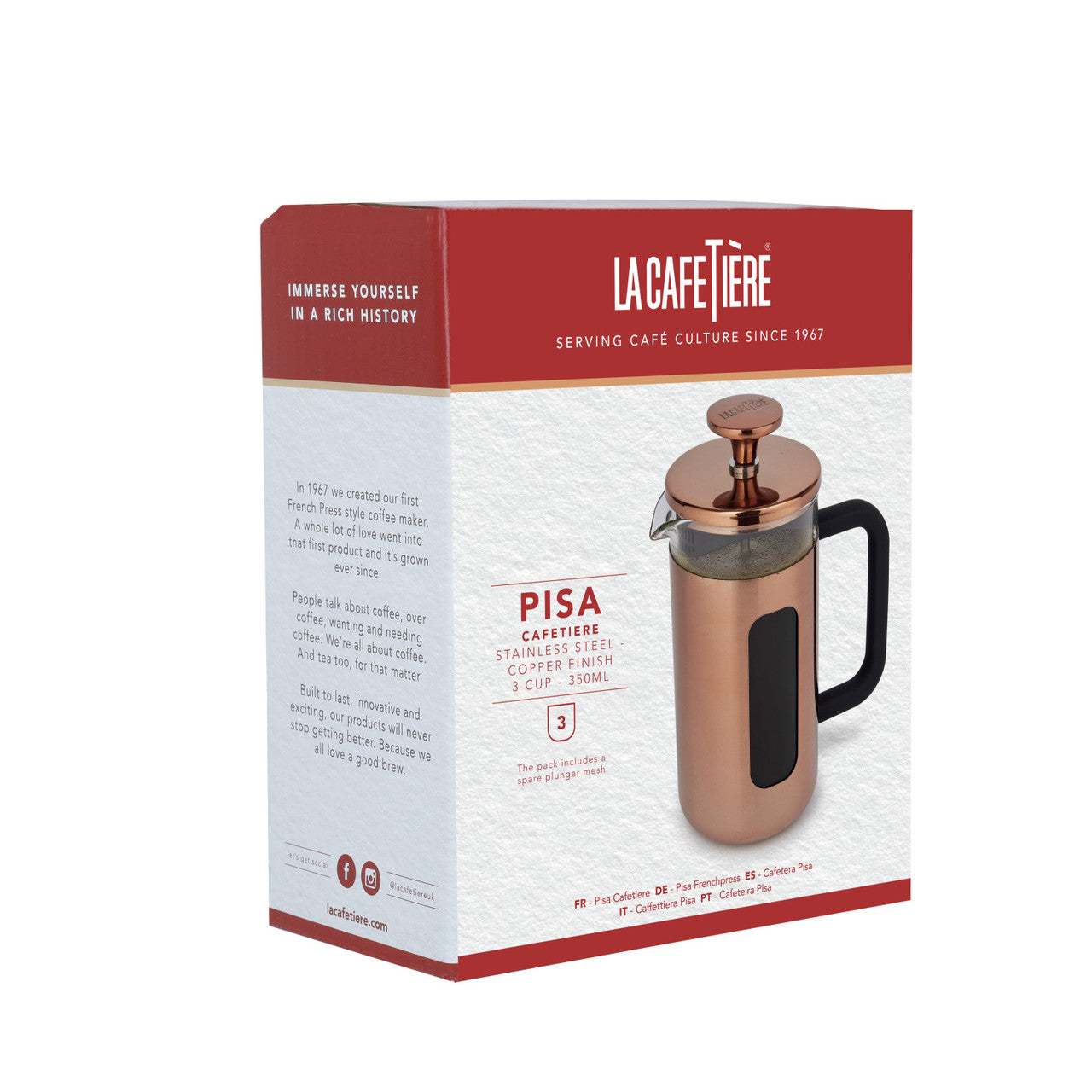 La Cafetière Pisa Stainless Steel Cafetière 3 Cup / 350ml (Copper)