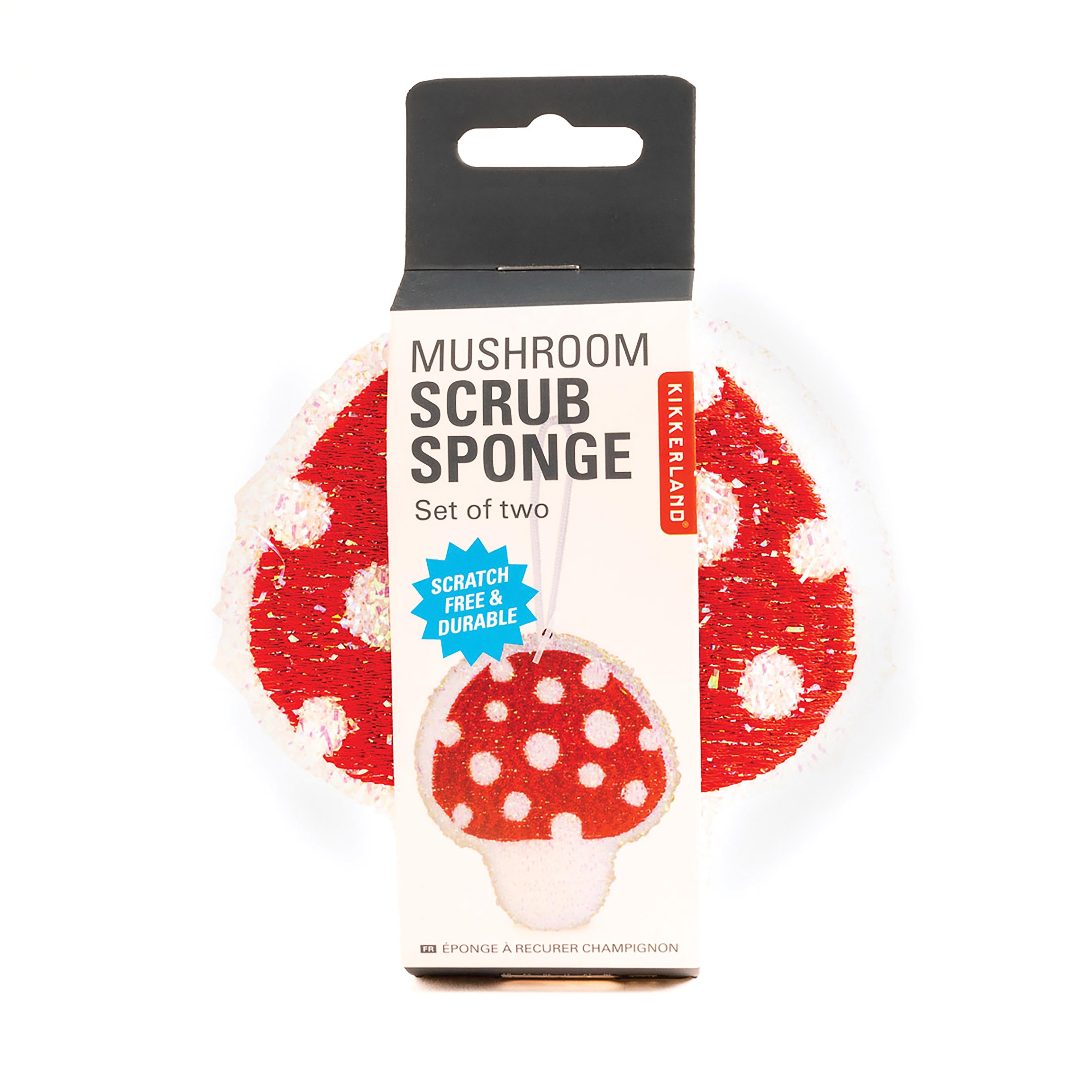 Kikkerland Mushroom Scrub Sponge 2 Piece Set Red