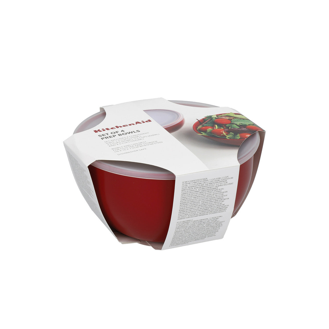 KitchenAid 4 Piece Meal Prep Bowl Set with Lids (Empire Red)