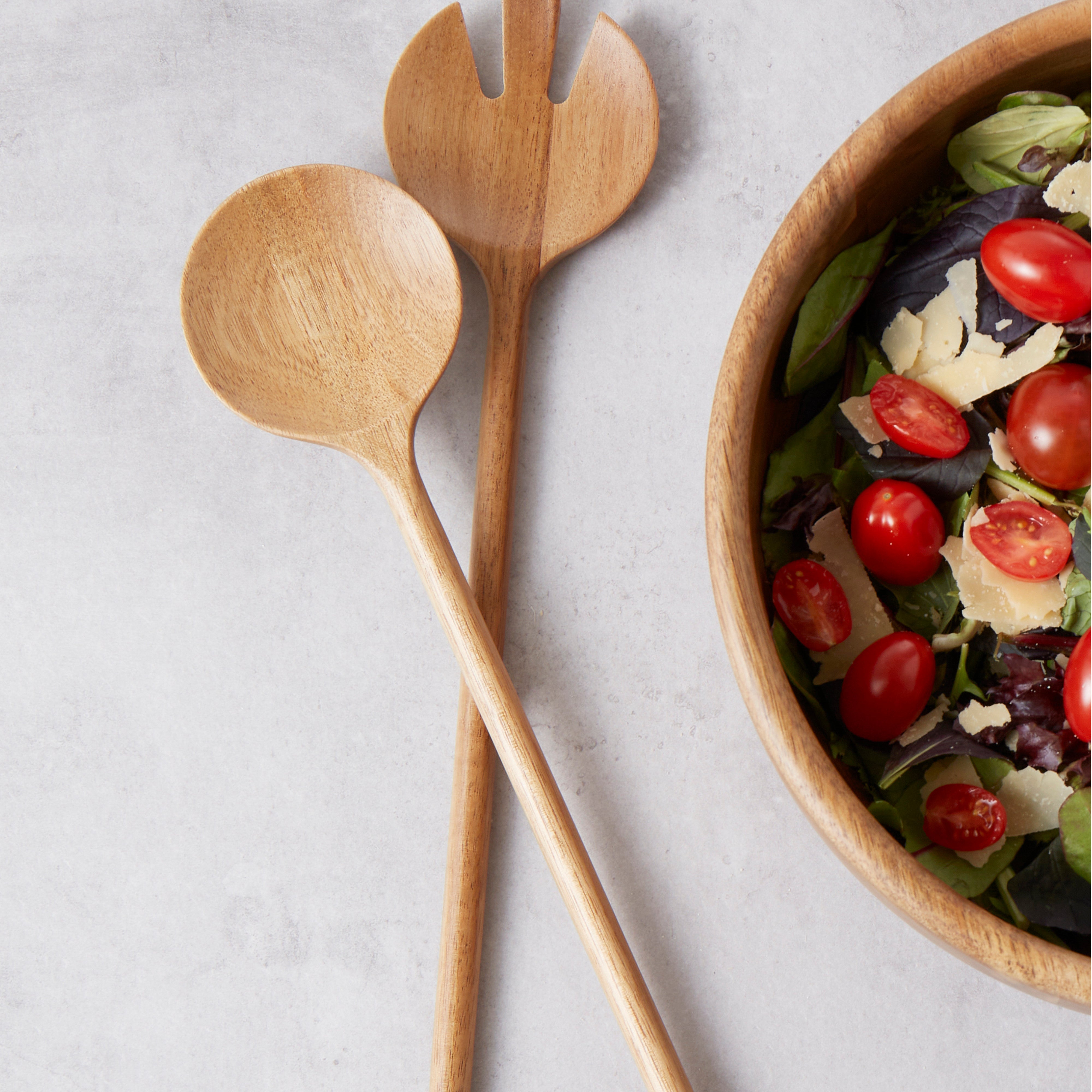 Davis & Waddell Acacia & Brass Salad Servers 2 Piece Set Natural