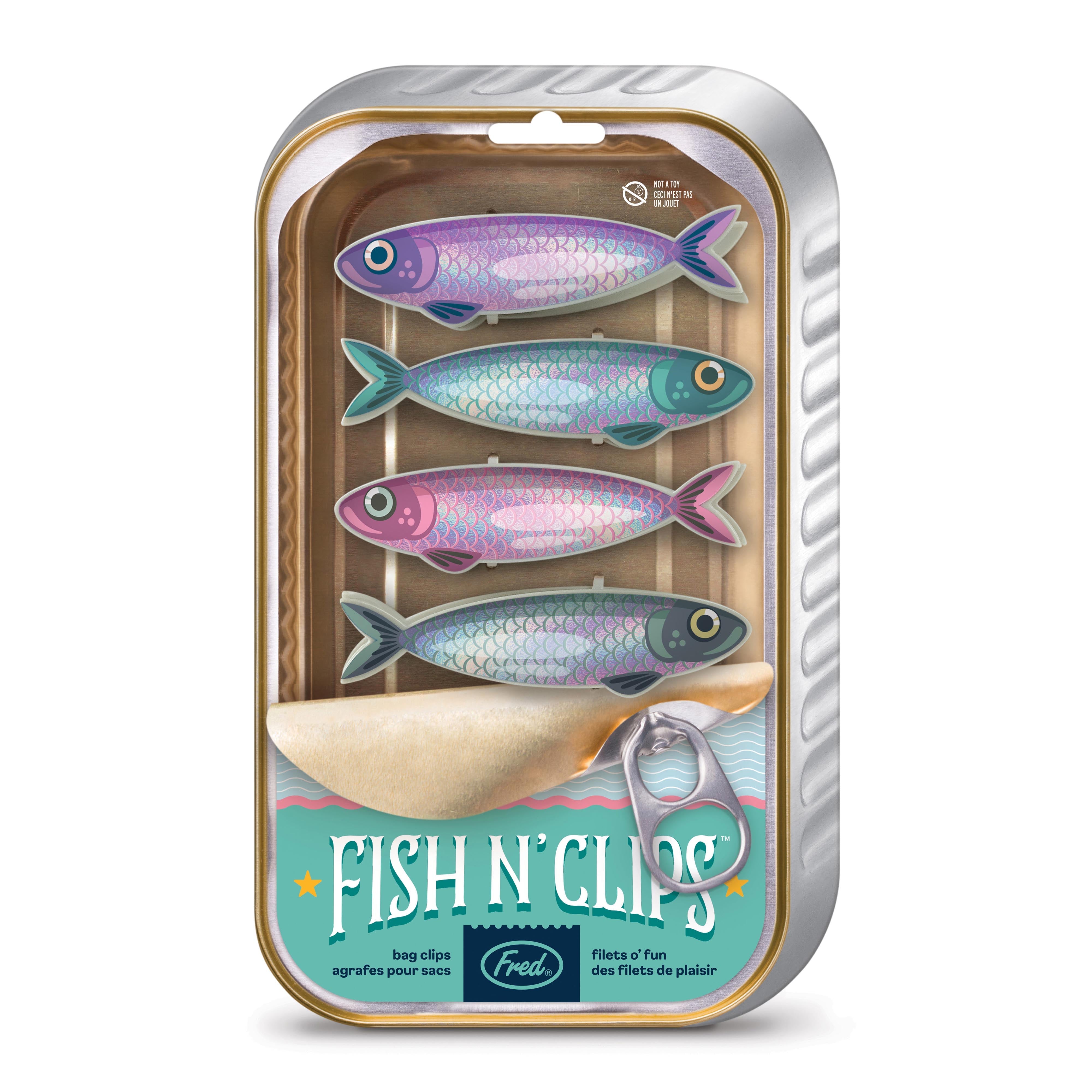 Fred Fish n Clips Bag Clips 4 Piece Set Multi-Coloured