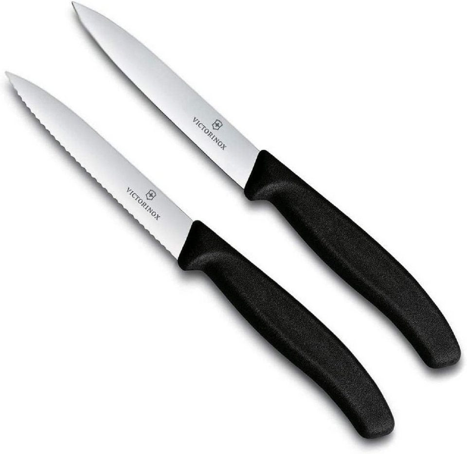 Victorinox Swiss Classic Paring Knife 2 Piece Set Wavy & Straight 10cm Black