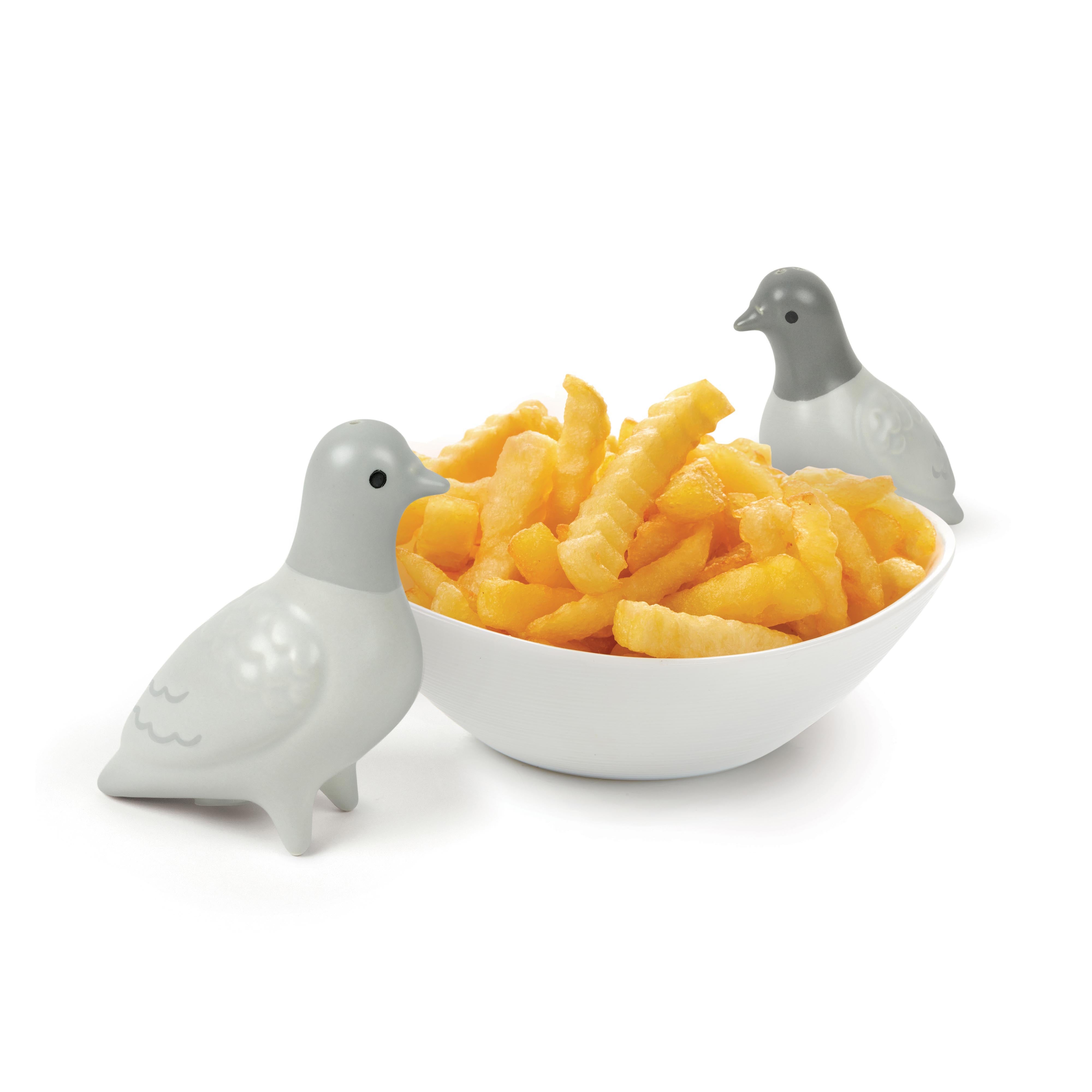 Fred Clay Pigeons Salt & Pepper Shakers-2 Piece Set Grey