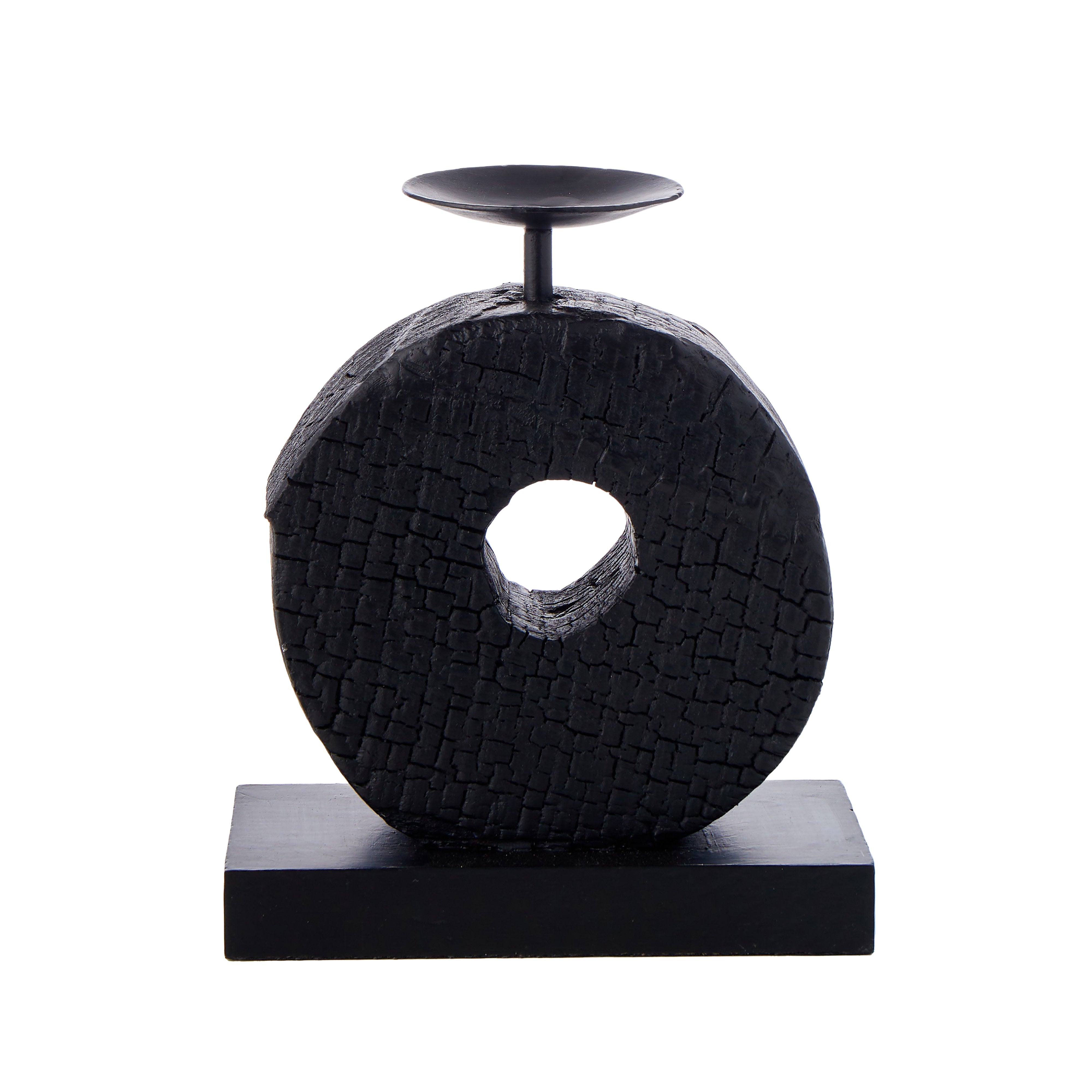 Grand Designs Charred Wood Single Ring Candle Holder