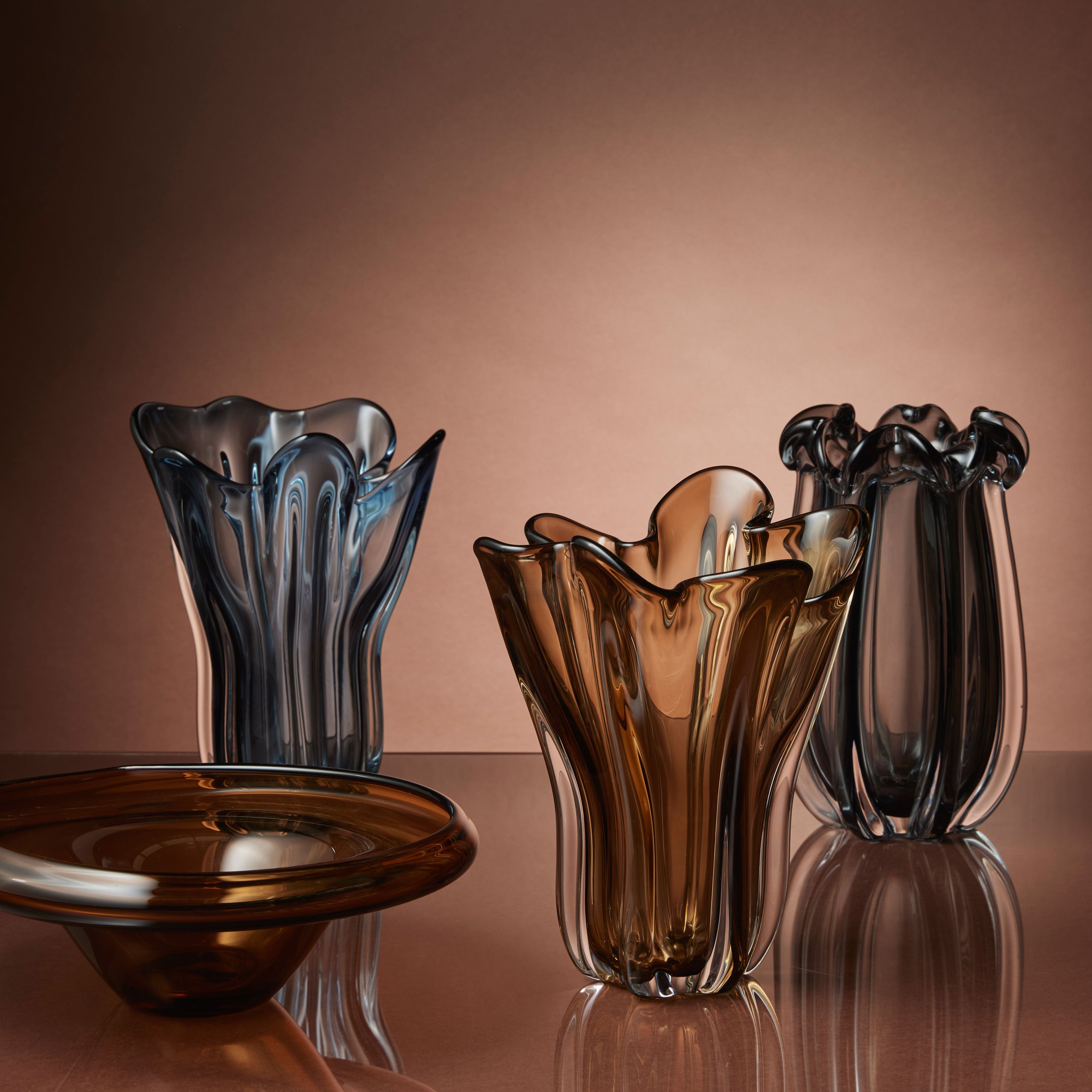 Amalfi Wavy Glass Vase Grey