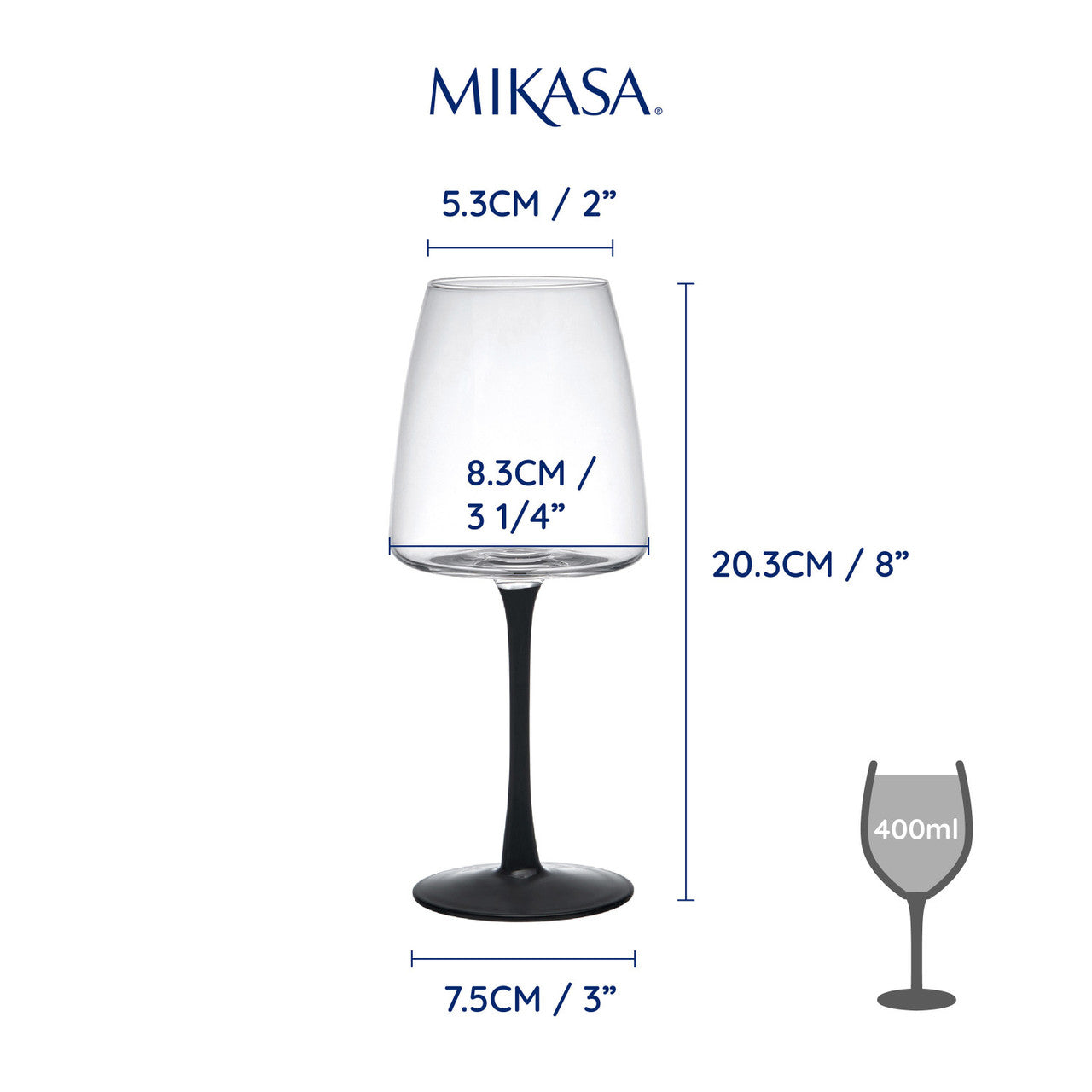 Mikasa Palermo White Wine Glass Set 4 Piece 400ml
