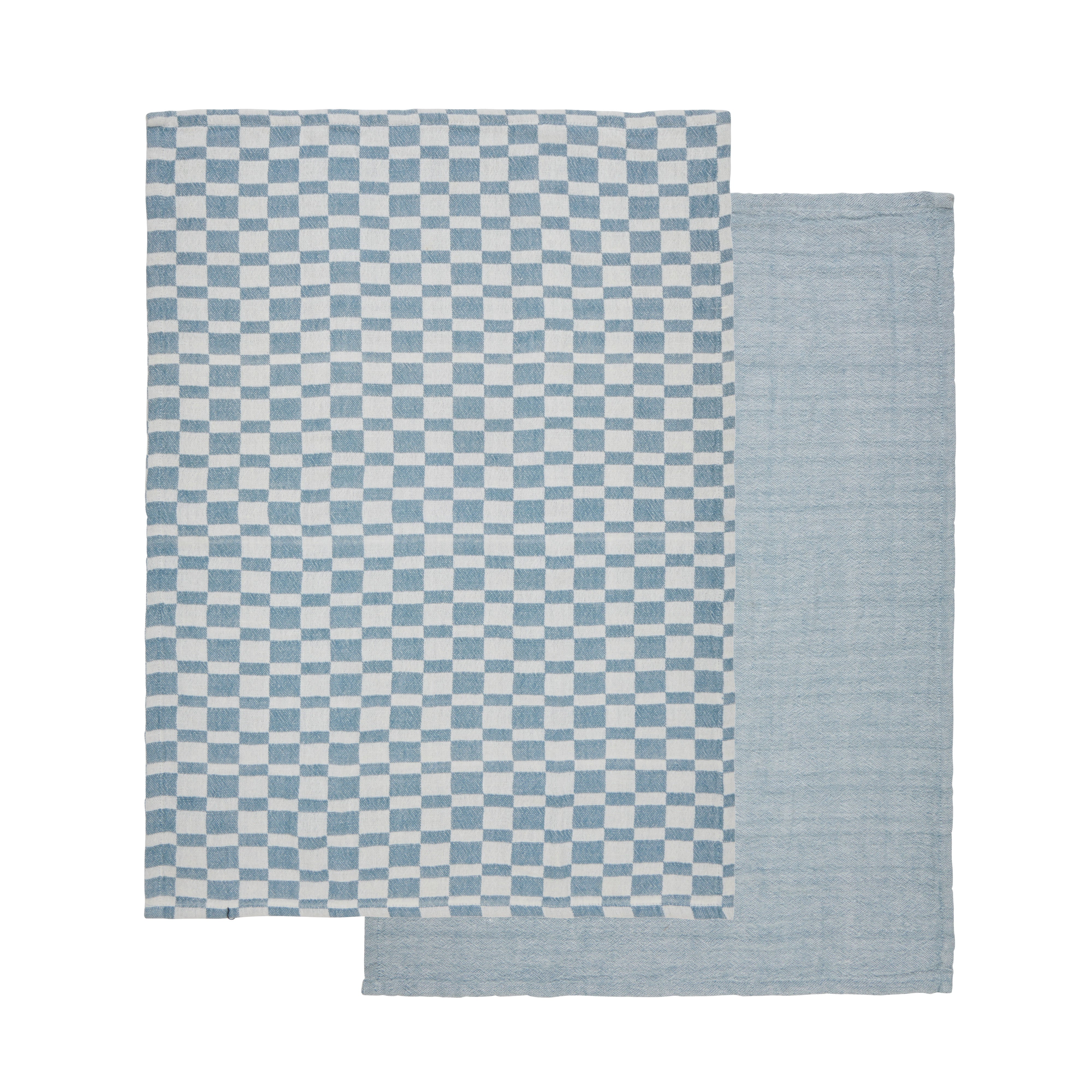 Davis & Waddell Heritage Check Cotton Tea Towel 2 Piece Set Blue & White