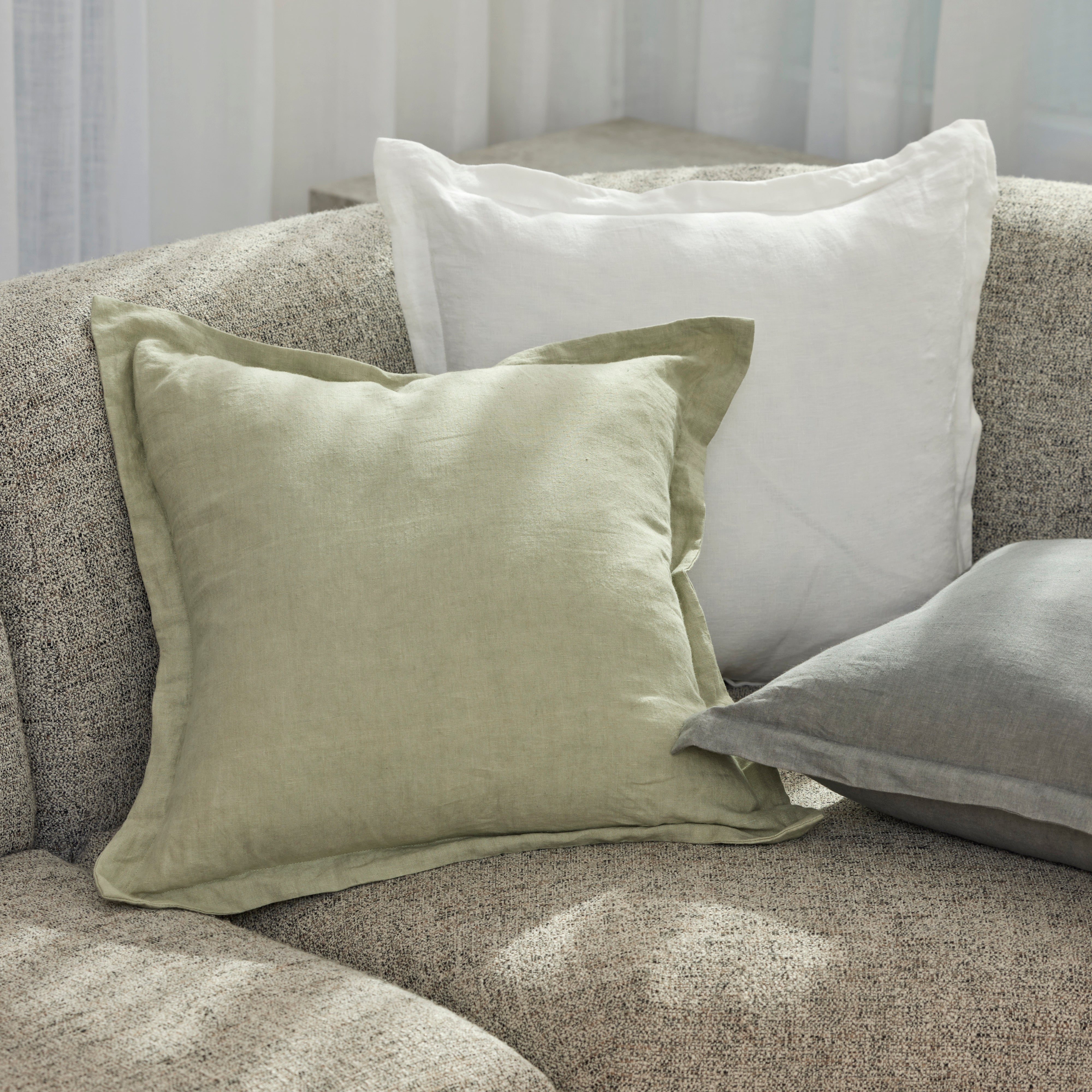Amalfi Cove Linen Cushion White