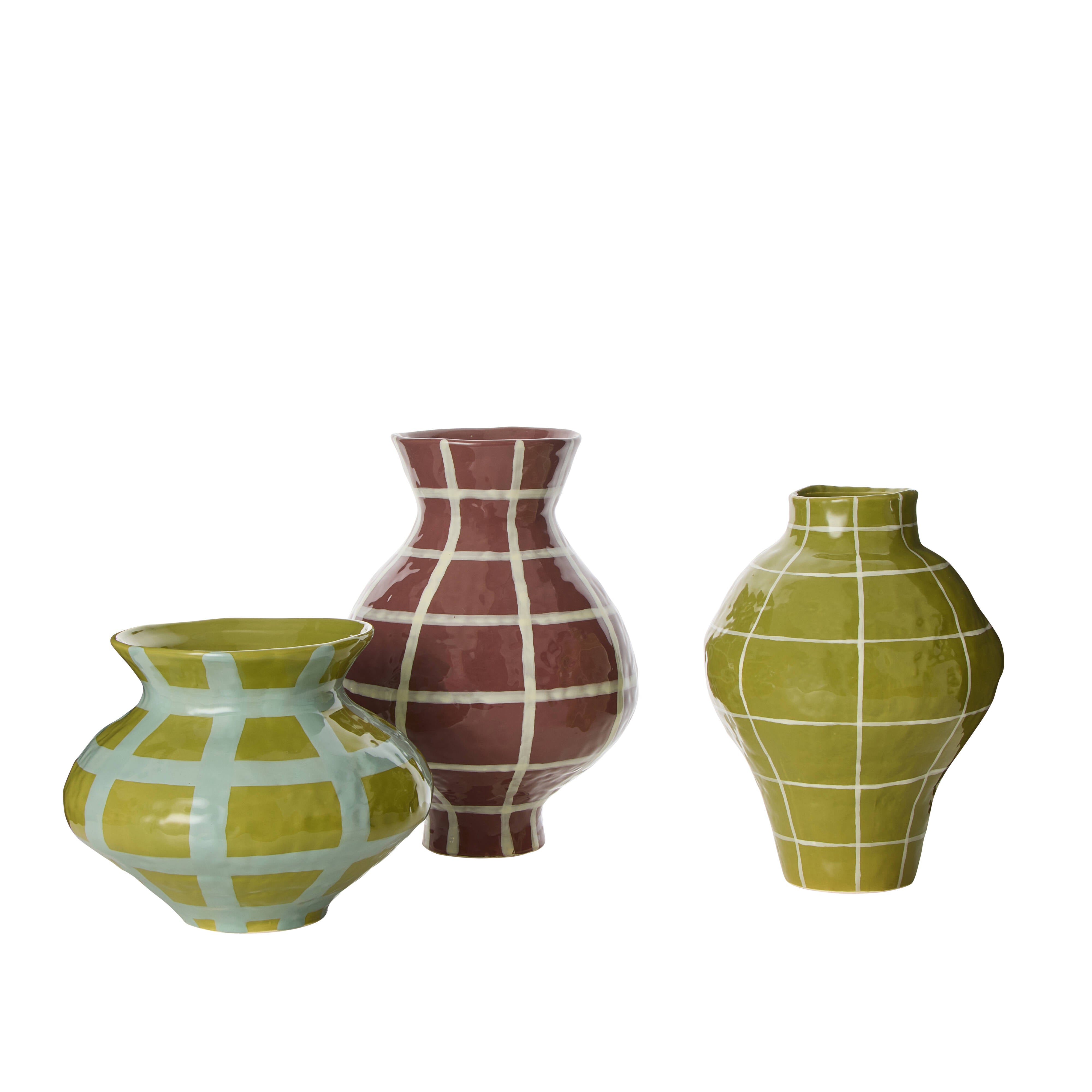 Amalfi Eden Check Vase Burgundy Check