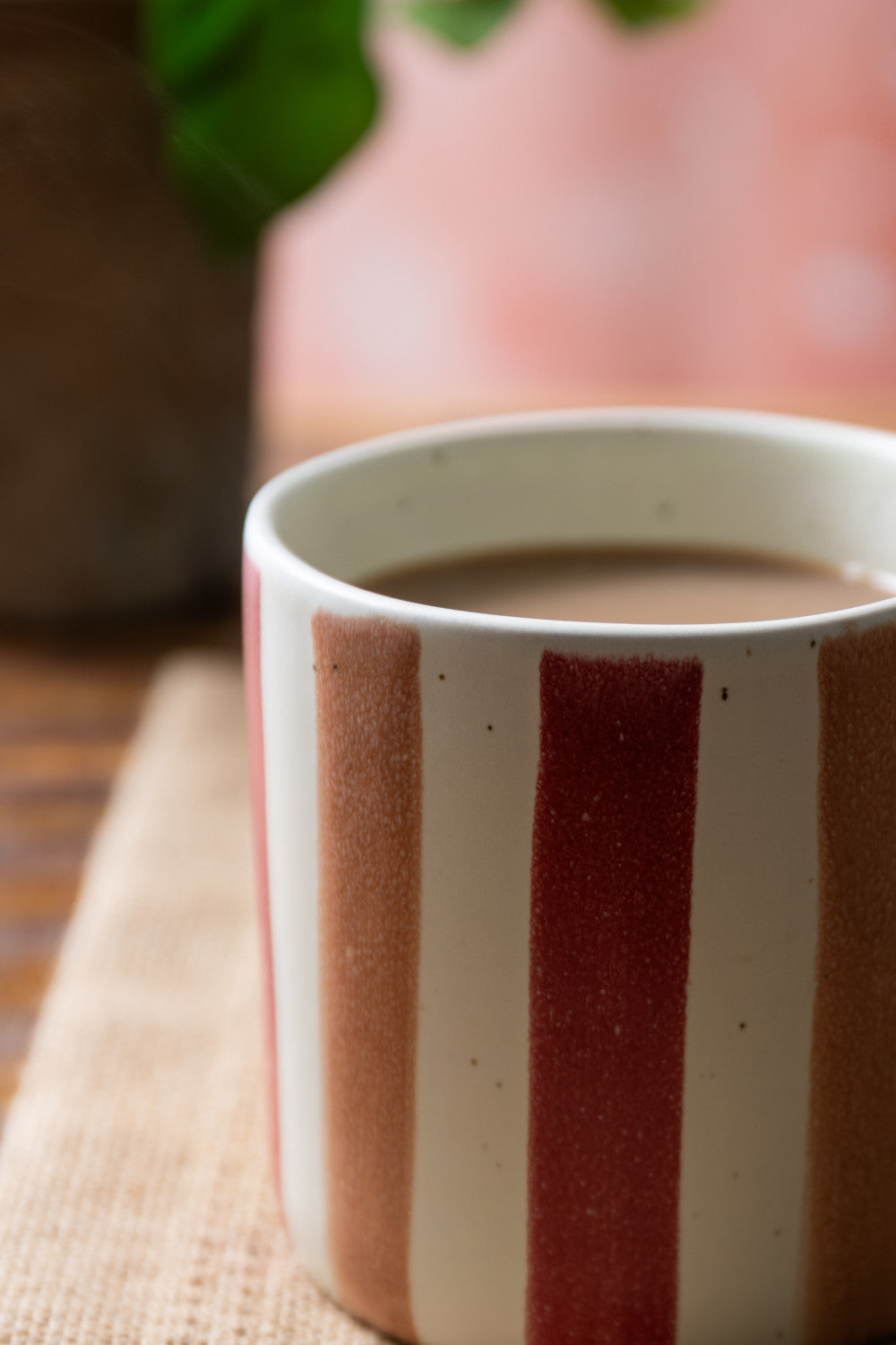 Mikasa Stoneware Mug 380ml (Pink & Red Stripe)