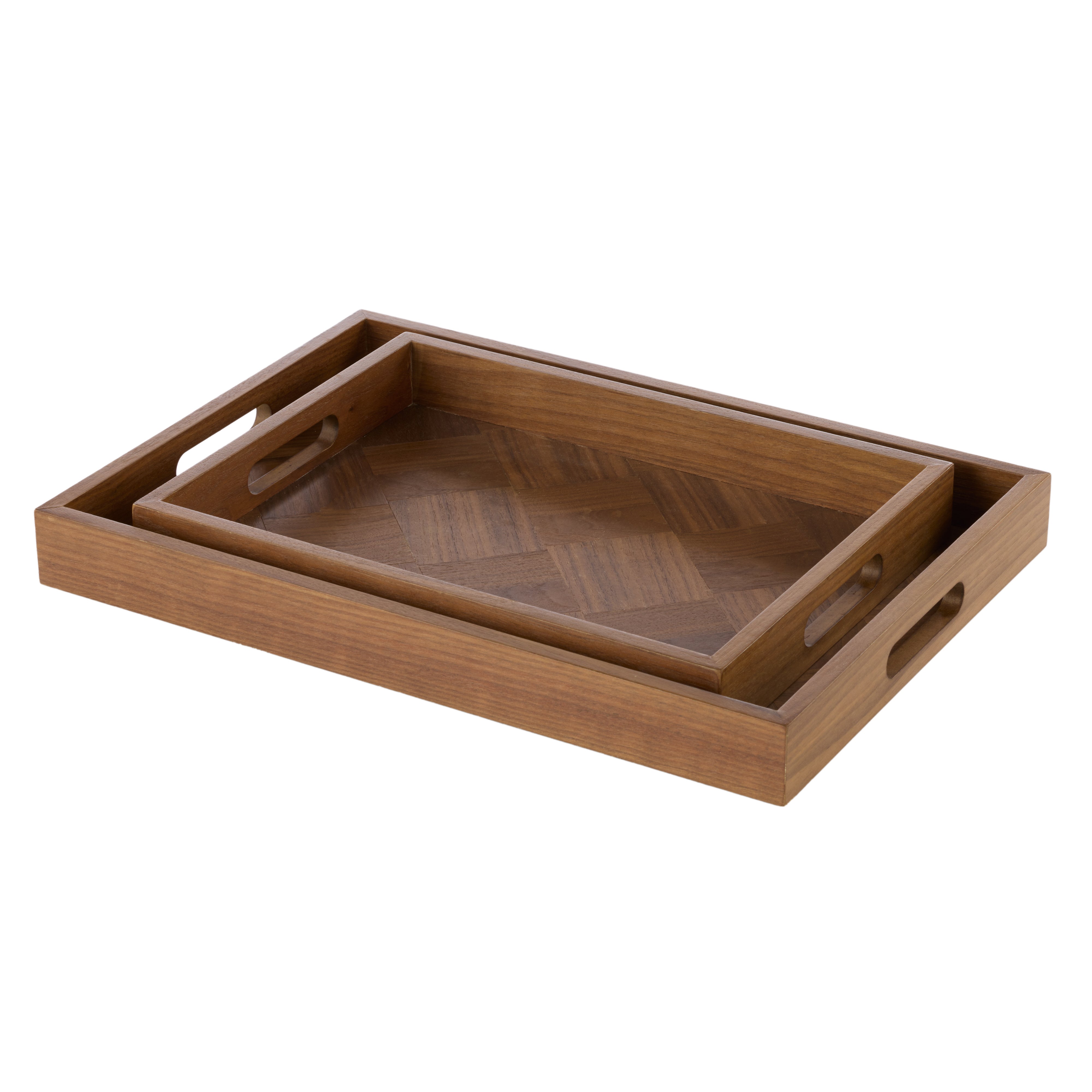 Academy Aldus Ash Wood Veneer Tray 2 Piece Set Natural