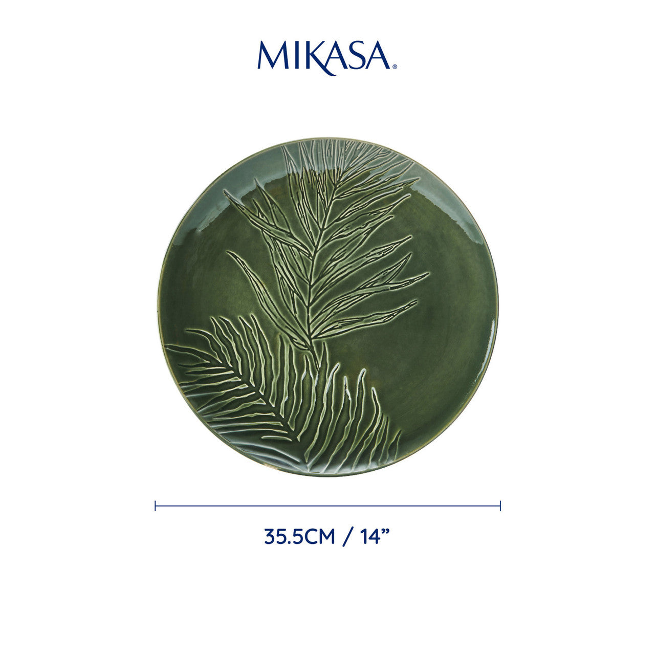Mikasa Jardin Stoneware Round Serving Platter 35cm (Green)