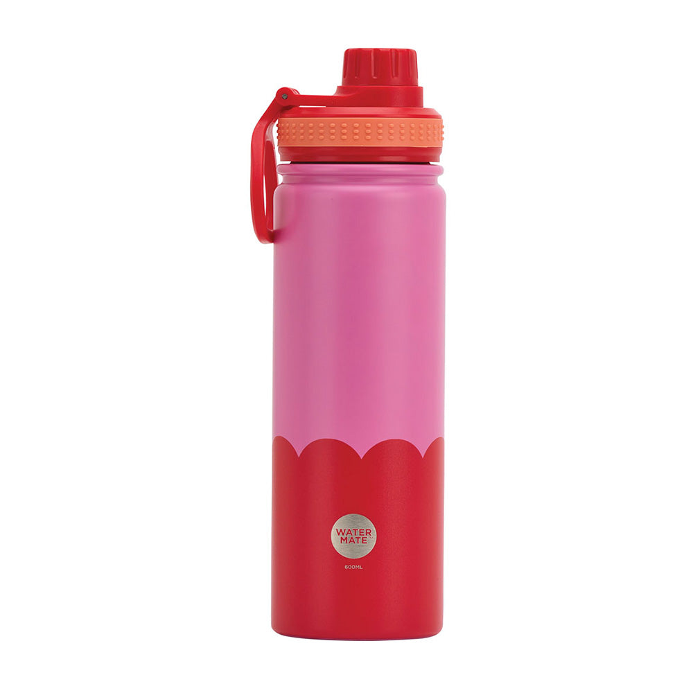 Annabel Trends Stainless Steel Watermate Drink Bottle Wave 600ml Pink & Red