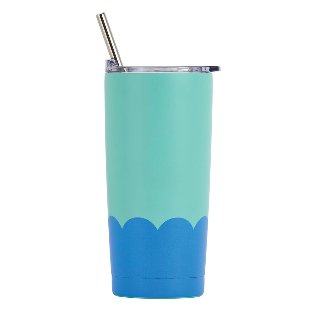 Annabel Trends Stainless Steel Smoothie Cup Double Walled Wave Aqua & Blue