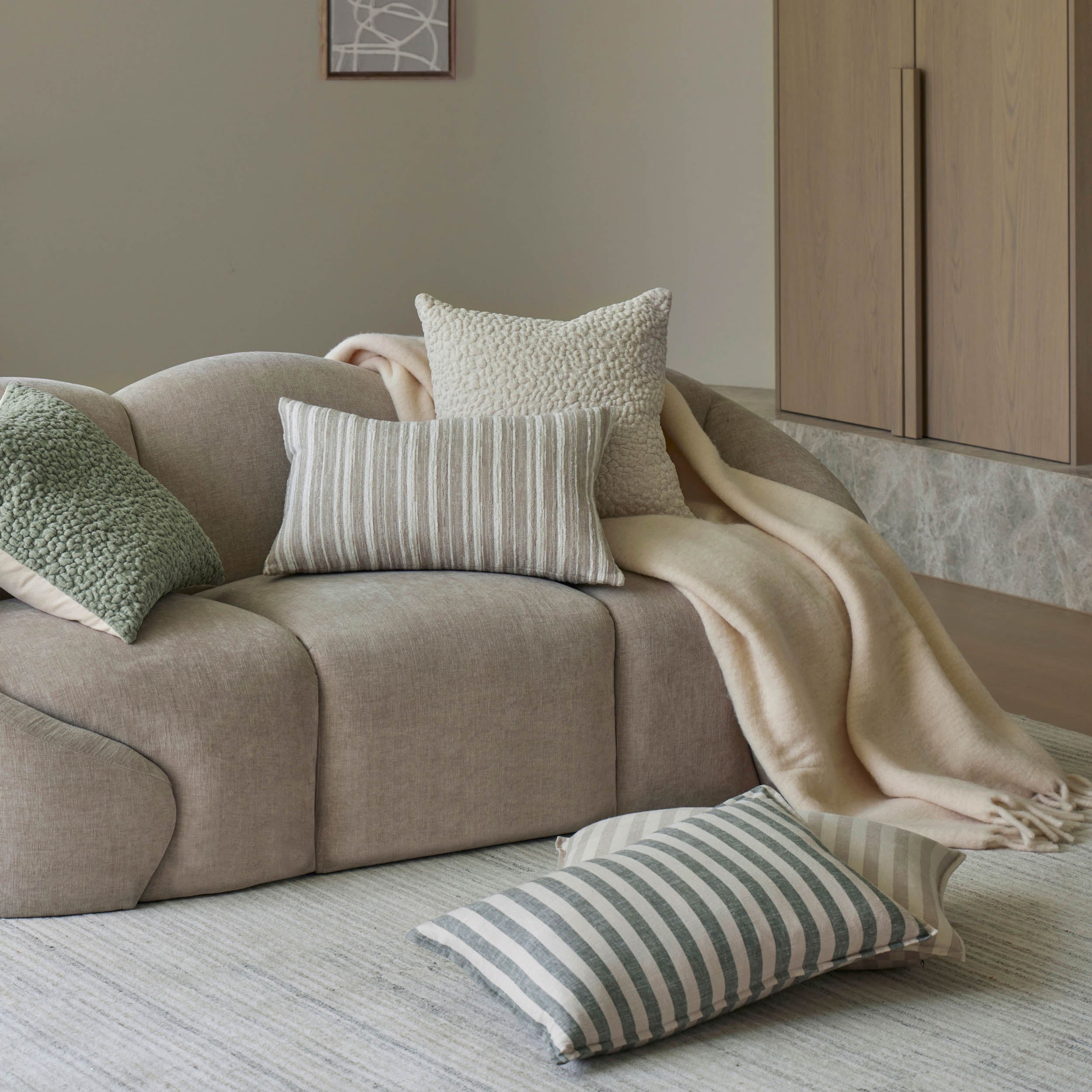 Amalfi Formes Curved 3 Seater Sofa Taupe