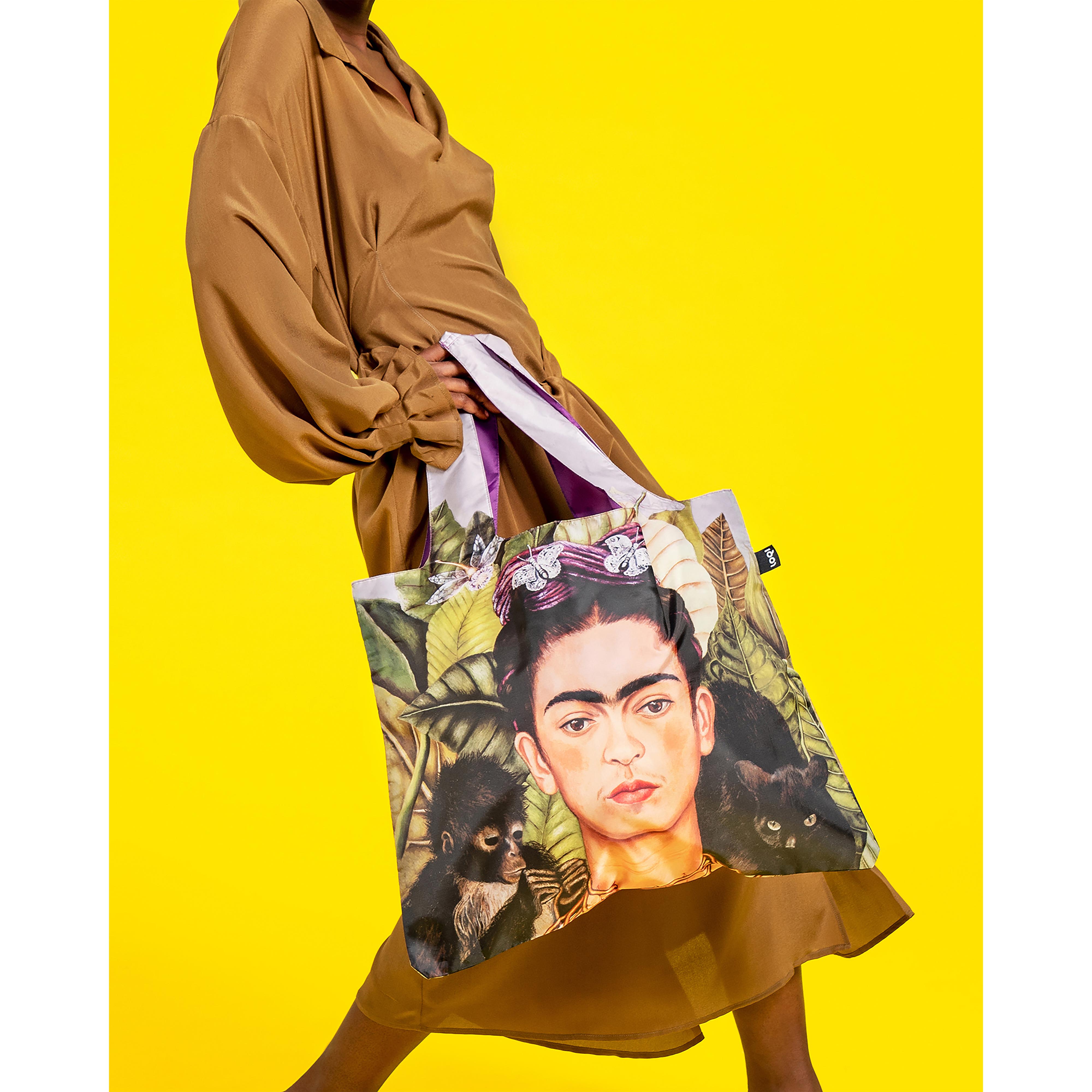 LOQI Frida Kahlo Self Portrait Hummingbird Tote Bag