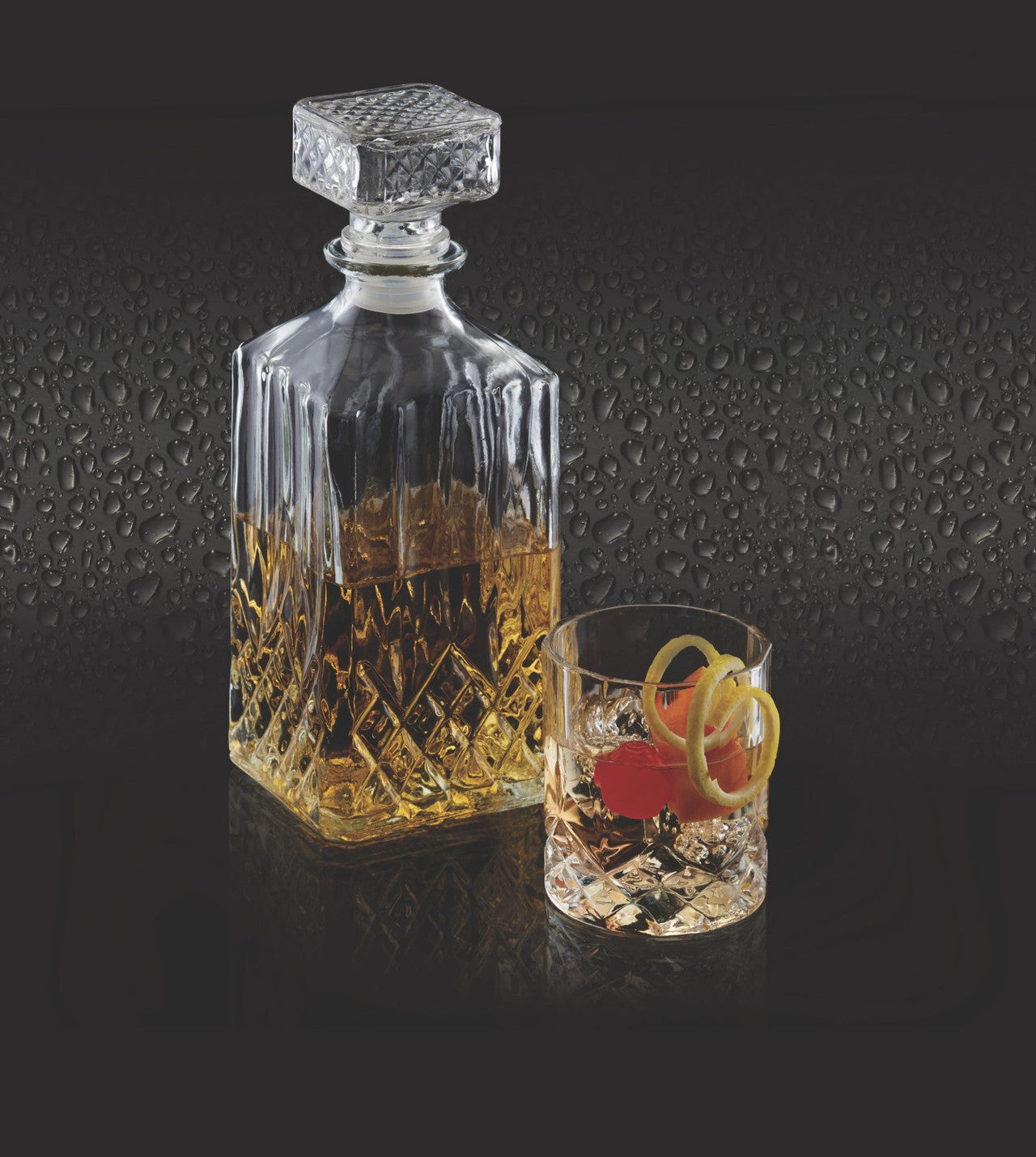 BarCraft Cut Glass Effect 900ml Decanter Set