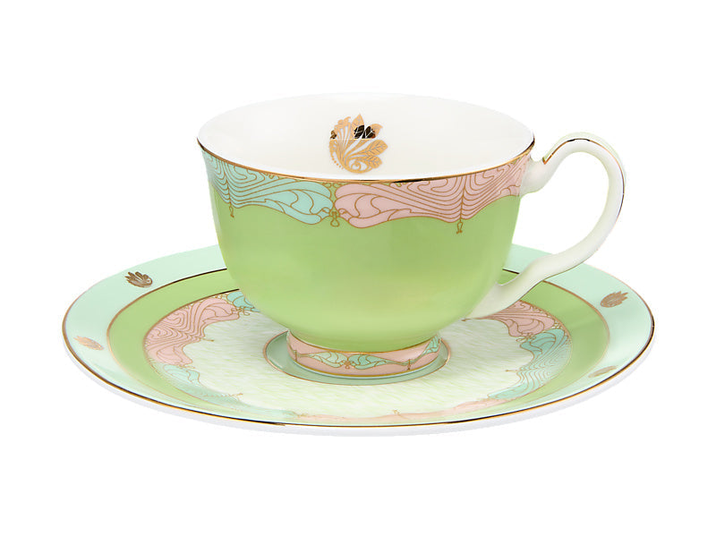 Maxwell & Williams Wicked Pink Goes Good with Green Demi Cup & Saucer Elphaba 85ml 2 Piece