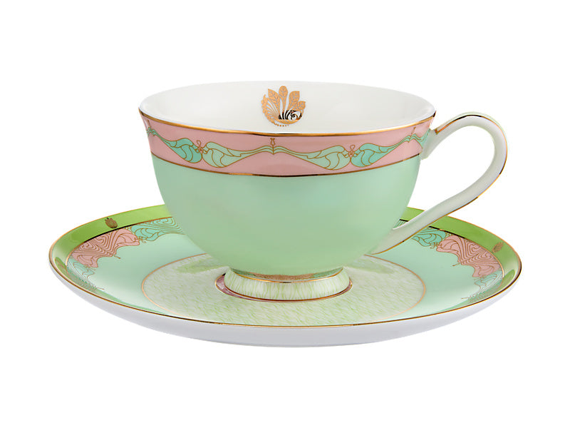 Maxwell & Williams Wicked Pink Goes Good with Green Footed Cup & Saucer Elphaba 200ml