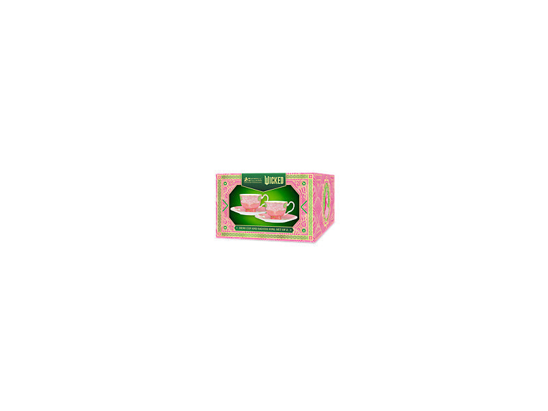 Maxwell & Williams Wicked Pink Goes Good with Green Demi Cup & Saucer Glinda 85ml 2 Piece