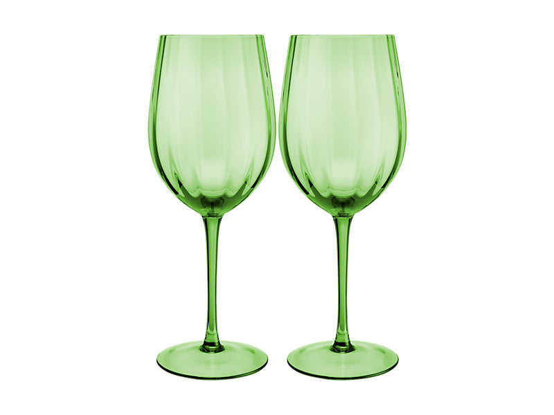 Maxwell & Williams Wicked Pink Goes Good with Green Ribbed Wine Glass Elphaba 900ml 2 Piece