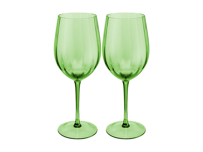 Maxwell & Williams Wicked Pink Goes Good with Green Ribbed Wine Glass Elphaba 900ml 2 Piece