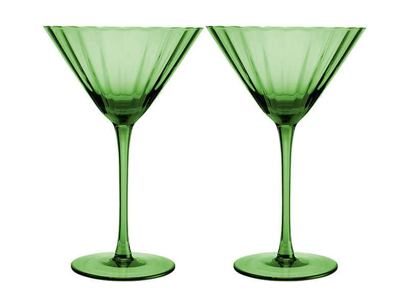 Maxwell & Williams Wicked Pink Goes Good with Green Ribbed Martini Glass Elphaba 250ml 2 Piece