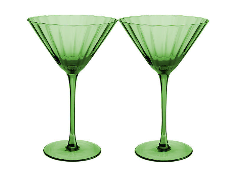 Maxwell & Williams Wicked Pink Goes Good with Green Ribbed Martini Glass Elphaba 250ml 2 Piece