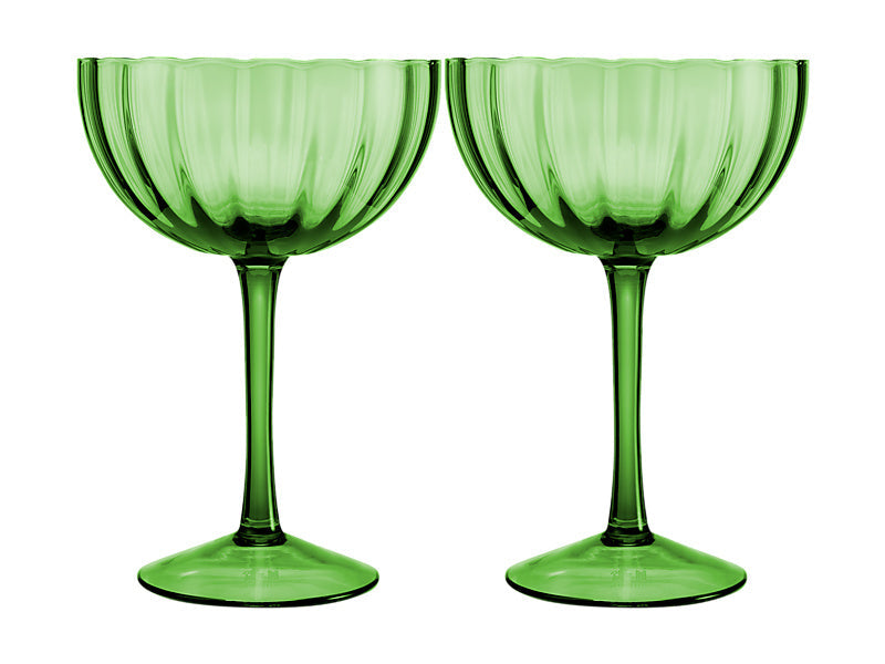 Maxwell & Williams Wicked Pink Goes Good with Green Ribbed Coupe Glass Elphaba 400ml 2 Piece