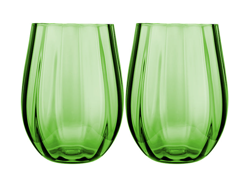 Maxwell & Williams Wicked Pink Goes Good with Green Ribbed Stemless Glass Elphaba 900ml 2 Piece