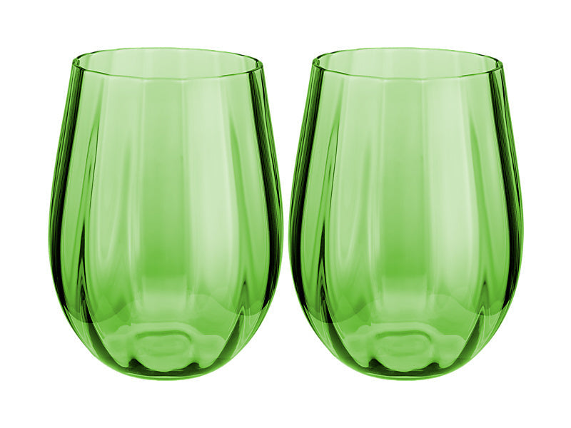 Maxwell & Williams Wicked Pink Goes Good with Green Ribbed Stemless Glass Elphaba 900ml 2 Piece