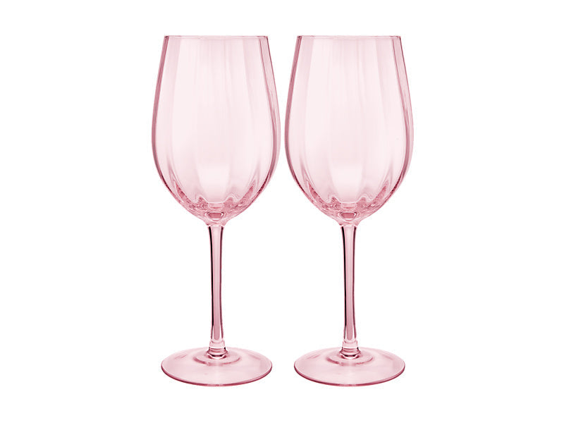 Maxwell & Williams Wicked Pink Goes Good with Green Ribbed Wine Glass Glinda 2 Piece