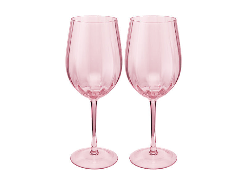 Maxwell & Williams Wicked Pink Goes Good with Green Ribbed Wine Glass Glinda 2 Piece