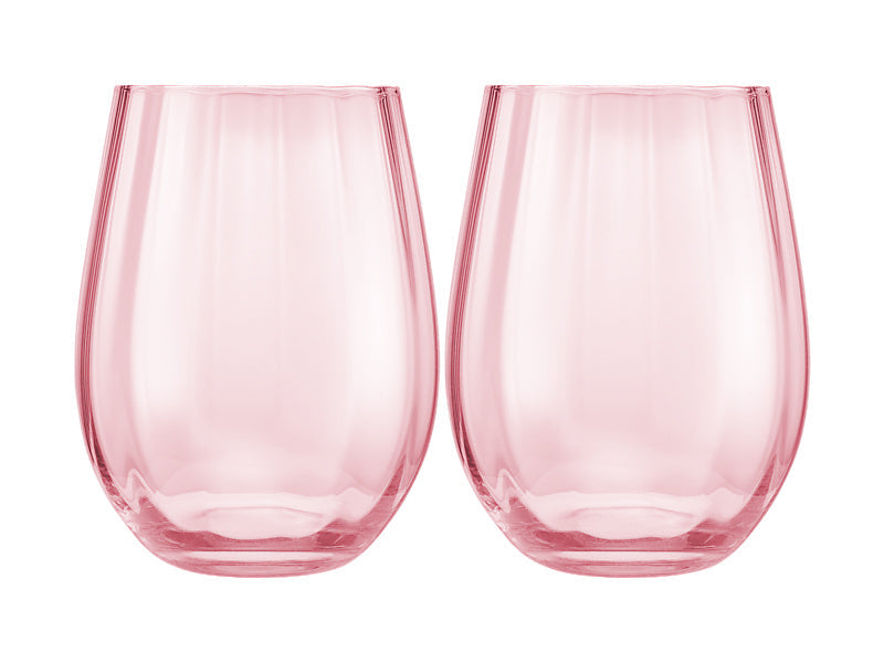 Maxwell & Williams Wicked Pink Goes Good with Green Ribbed Stemless Glass Glinda 2 Piece