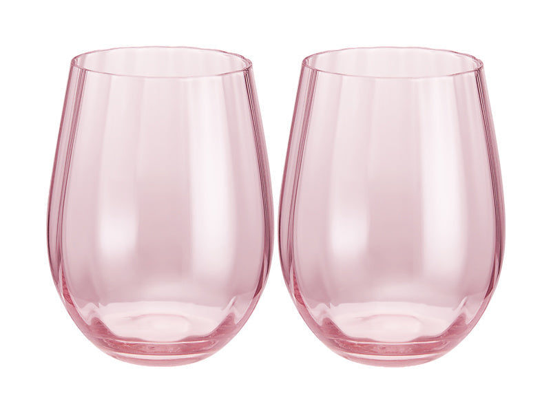 Maxwell & Williams Wicked Pink Goes Good with Green Ribbed Stemless Glass Glinda 2 Piece