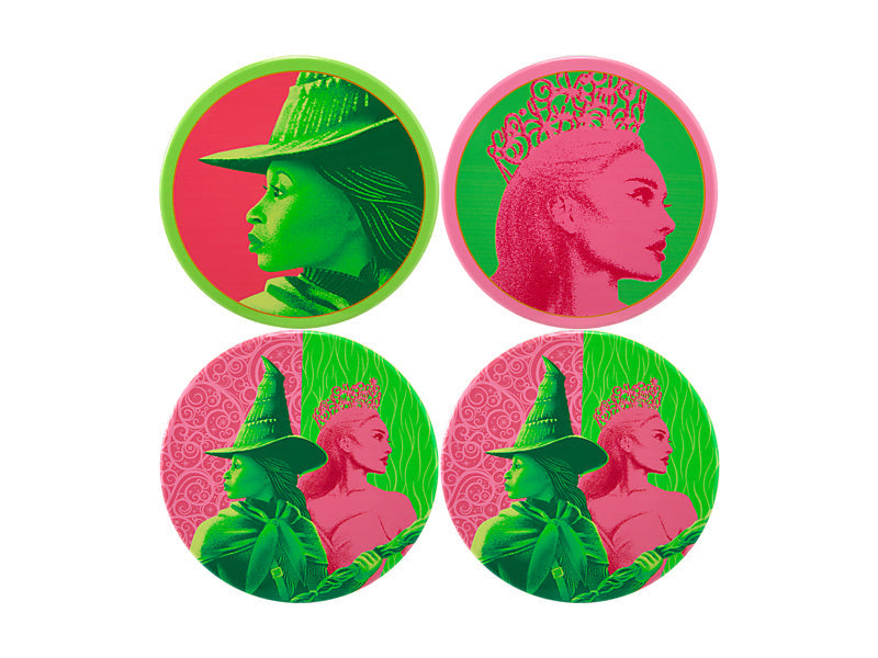 Maxwell & Williams Wicked Magical Ceramic Coaster 10cm Pink & Green Forever 4 Piece